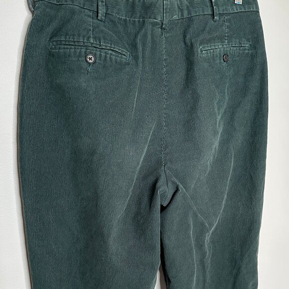 Lands' End Men's Hunter Green Corduroy Pants Pleated and Cuffed Size 34 Regular - Picture 5 of 8